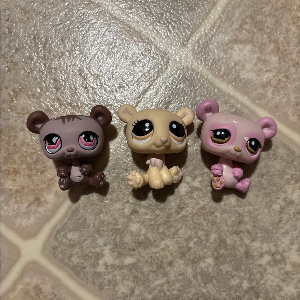 Littlest Pet Shop Small Pets Figure - Brown, Cream, Pink Trio LPS Bundle/ Lot
